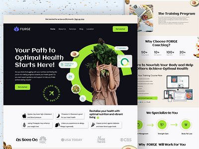 Health Nutrition Coaches Landing Page agency branding business design fitness header health healthcare healthy eating healthy nutritionist healthyfood landing lifestyle nutrition page pharmacy product supplement ui website