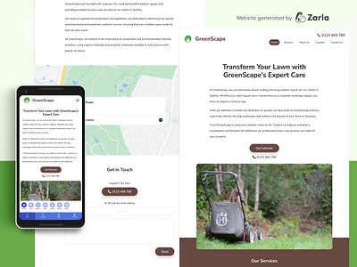 GreenScape - Create a Lawn Service Website with Zarla ai website builder landscaping website builder lawn service website mowing website zarla