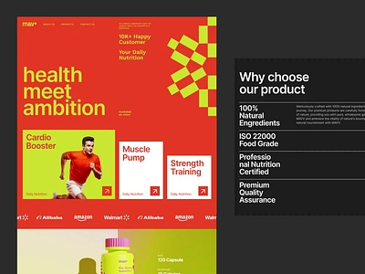 Mavv Supplements - Landing Page Website animation branding design healthy healthyfood home page landing page modern motion graphics nutrition shop supplements ui ux visual branding visual identity web web design website website design