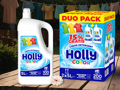 Liquid detergent design - label & packaging design - Holly brand detergent doypack graphic design label packaging design stand up pouch