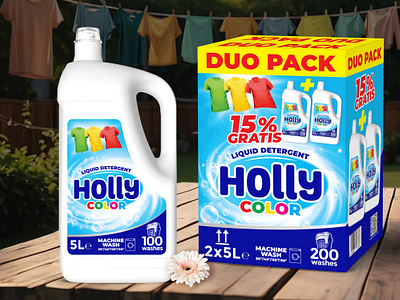 Liquid detergent design - label & packaging design - Holly brand detergent graphic design label packaging design