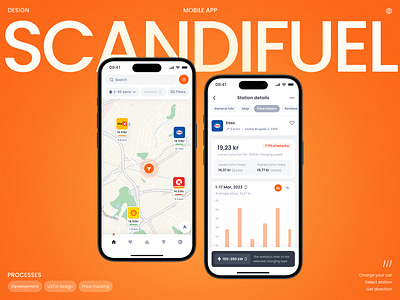 Scandifuel - App for Checking Fuel Prices app app design charts design fuel gas stations ios map mobile app nav petrol prices tracking product design redesign saas search tabs ui ui design ux