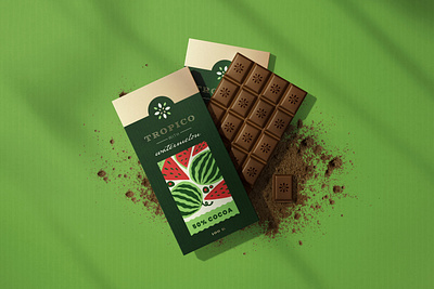 Tropico Chocolate Branding brand chocolate cocoa design fruit icon identity illustration logo luxury mark packaging symbol tropical watermelon