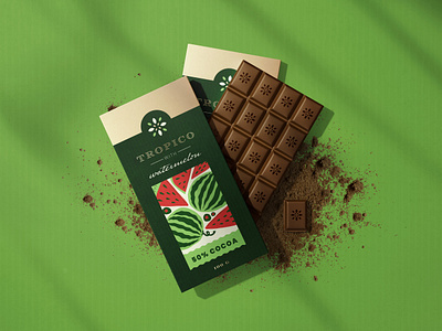 Tropico Chocolate Branding brand chocolate cocoa design fruit icon identity illustration logo luxury mark packaging symbol tropical watermelon