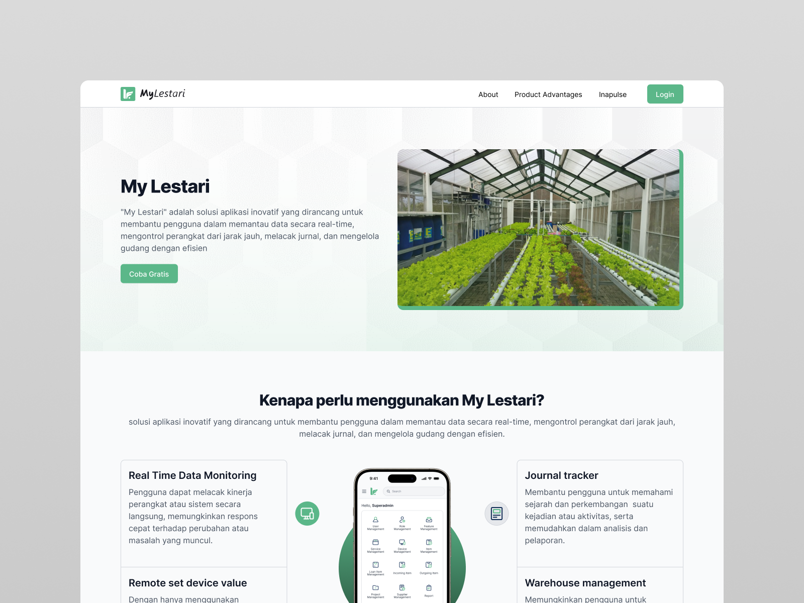 My Lestari - IoT Product Website design iot landing page ui ui design uiux design ux design