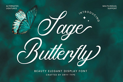 Sage Butterfly - Handwritten Display beauty brand branding displayfont fashion font handwritten handwritting script typeface wedding
