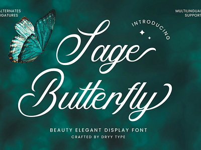 Sage Butterfly - Handwritten Display beauty brand branding displayfont fashion font handwritten handwritting script typeface wedding