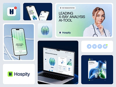 Hospity: Healthcare/AI Case Study agency brand brand guidelines brand identity brand sign branding business case study design graphic design halo lab identity logo logo design logo designer logotype marketing packaging smm visual identity