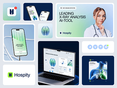 Hospity: Healthcare/AI Case Study agency brand brand guidelines brand identity brand sign branding business case study design graphic design halo lab identity logo logo design logo designer logotype marketing packaging smm visual identity