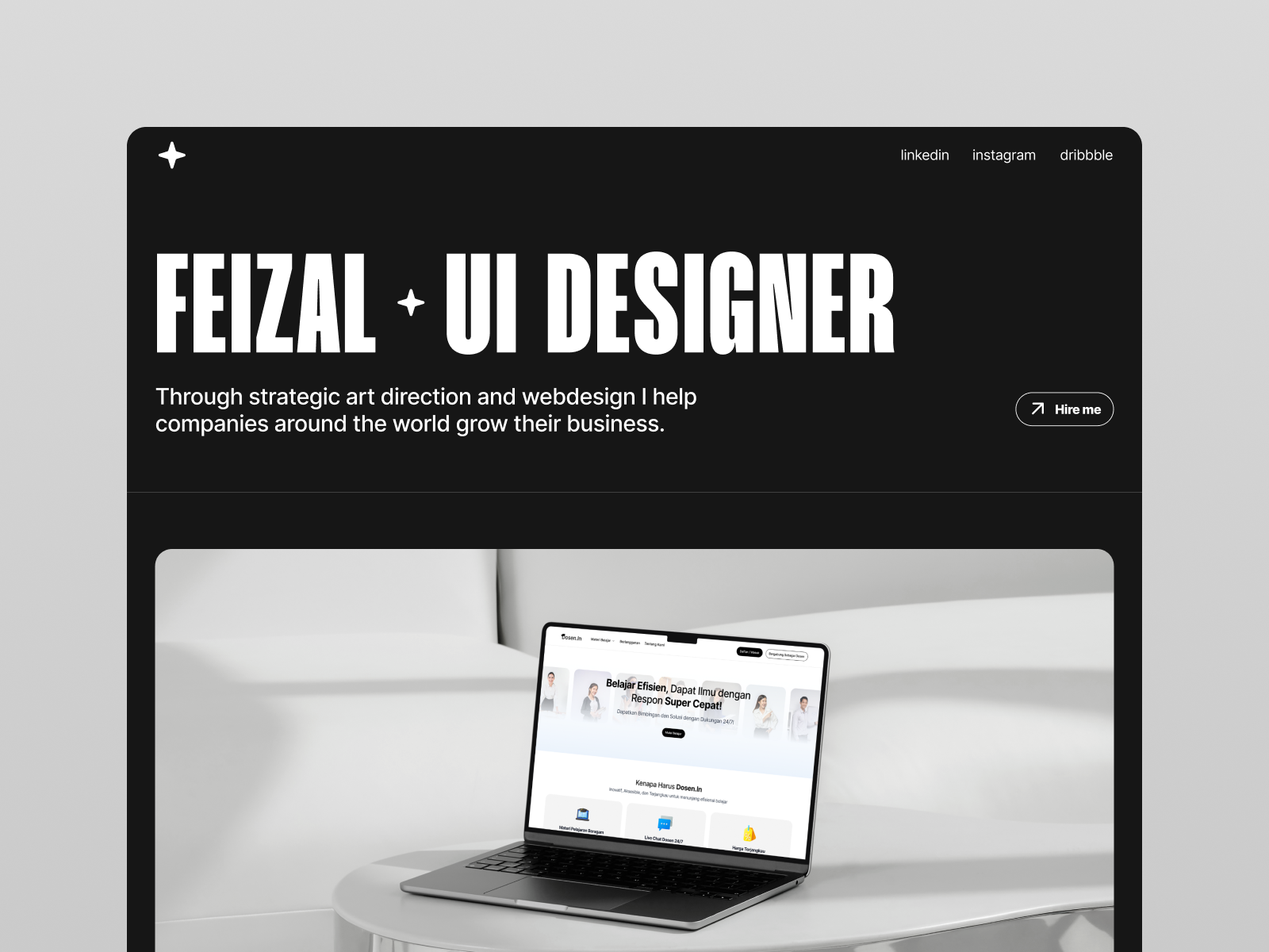 Portfolio Website Design black design landing page modern portfolio portfolio design simple ui branding uiux design