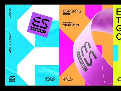 Esports Academy billboard branding color digital electric esports graphic design identity logo mockup pattern posters sports tech