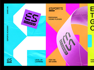 Esports Academy billboard branding color digital electric esports graphic design identity logo mockup pattern posters sports tech