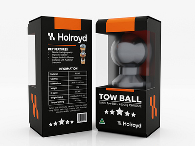 Holroyd - Tow Ball Packaging Design 3d 3d modeling adobe illustrator blender3d graphic design mockup packaging packaging design render