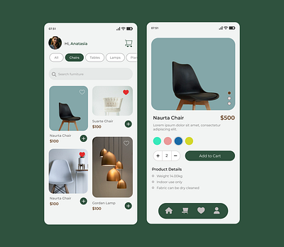 Daily UI #012 - E-commerce Shop app design branding chairs shop daily ui daily ui challenge design ecommerce ecommerce product ecommerce shop figma first shot furnisher shop product description tables shop ui ui design user experience