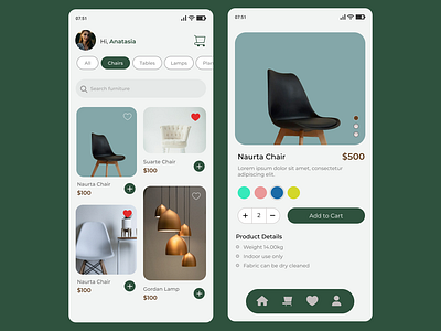 Daily UI #012 - E-commerce Shop app design branding chairs shop daily ui daily ui challenge design ecommerce ecommerce product ecommerce shop figma first shot furnisher shop product description tables shop ui ui design user experience