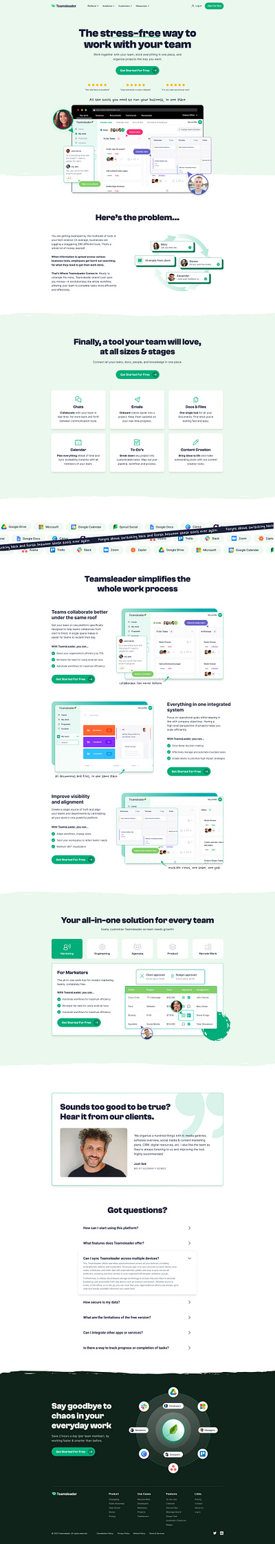 Teamsleader (Landing Page Design) landing page design saas landing page saas web design ux ui landing page web design