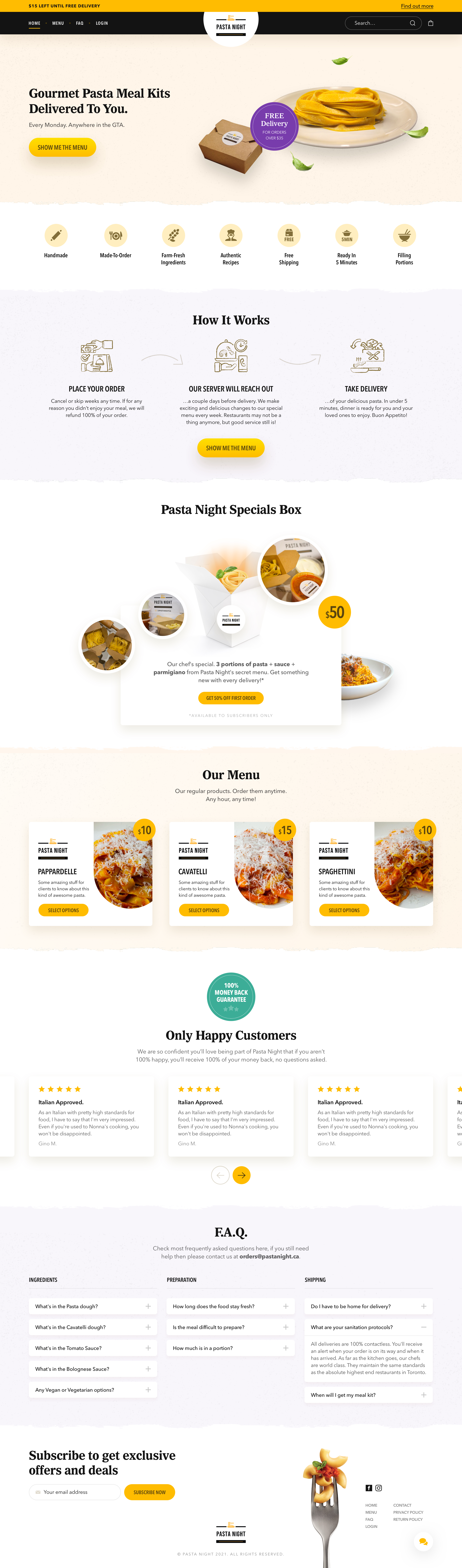 Pasta Night (Web Design) pasta landing page pasta restaurant home pasta restaurant homepage design pasta website restaurant home restaurant ux ui restaurant web design web design home