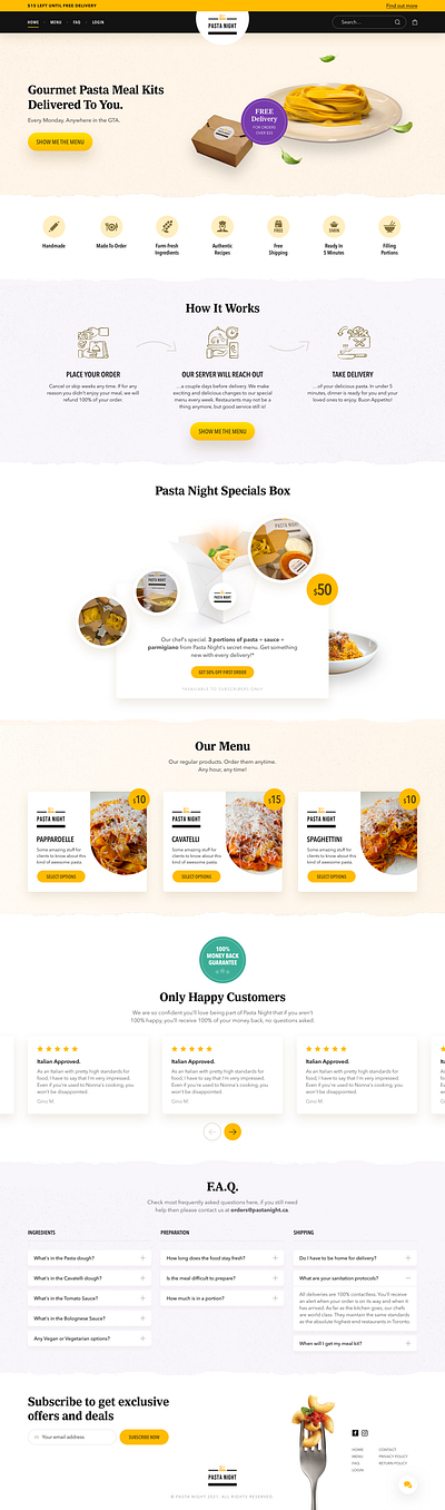 Pasta Night (Web Design) pasta landing page pasta restaurant home pasta restaurant homepage design pasta website restaurant home restaurant ux ui restaurant web design web design home