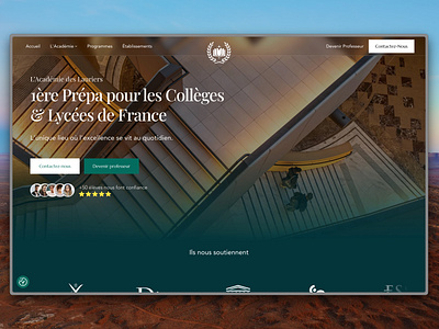 Framer Website / Académie des lauriers animation branding educational framer no code ui website