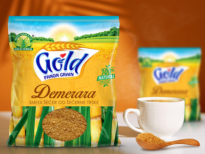 Packaging design Demerara Sugar - Gold Panon Grain brand food graphic design label packaging design