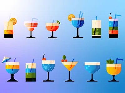 Cocktails Glasses with Noise Effect art design logo digital art illustration illustrator procreate