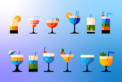 Cocktails Glasses with Noise Effect art design logo digital art illustration illustrator procreate