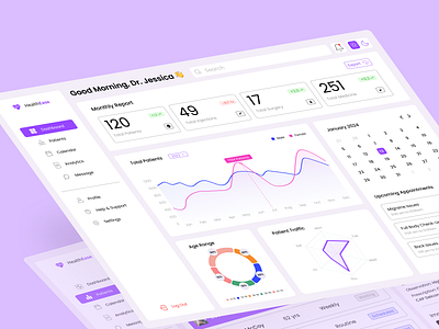 Healthcare Dashboard UI Design branding dark mode dashboard design figma graphic design landing page logo modern typography ui ux website