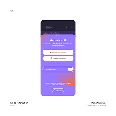 Sign Up Bottom Sheet onboard product design sign up ui