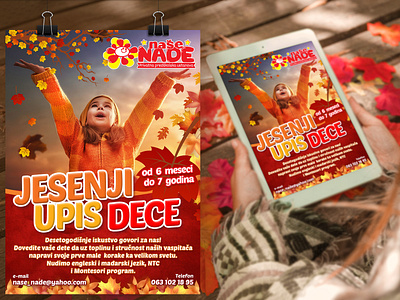 Flyer for kindergarten Naše nade baby children flyer graphic design infant kids kindergarten poster