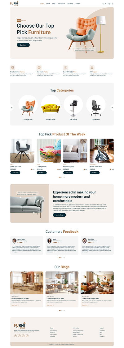 Modern Furniture ecommerce Website creative landing page furniture landing page design home page design modern design ui uiux design
