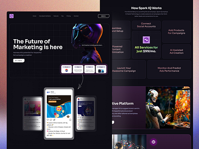 SparkIQ - SASS Landing Page For AI Powered Marketing Tool art direction colorful concept creative elegant figma interface landing page landing page design minimalist product design saas typography ui ux visua visual design web webdesign website