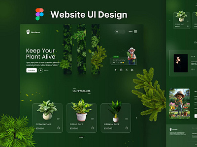Your Go-To Destination for Trendy House Plants|| UI Design Figma 3d animation branding graphic design logo motion graphics plants design ui website design