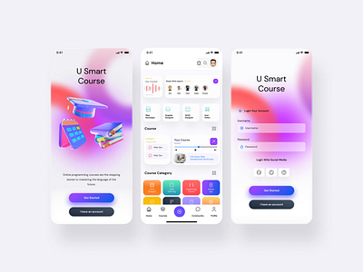 Online Course App app design graphic design landing page ui ui design visual design