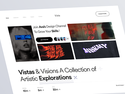 Gallery Website - VISTA art artwork clean design digitalart graphic design interface landing minimal product promotion ui ux web web design website