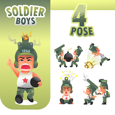 Soldier Boys Character Design cute illustration