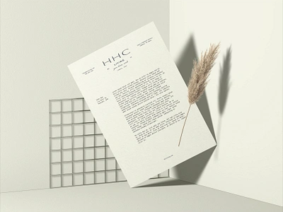 HHC Living Letterhead brand design brand identity branding branding design business stationery clean elegant identity design letterhead logo logo design luxurious minimal minimalist mockup sophisticated stationery stationery design vintage visual identity