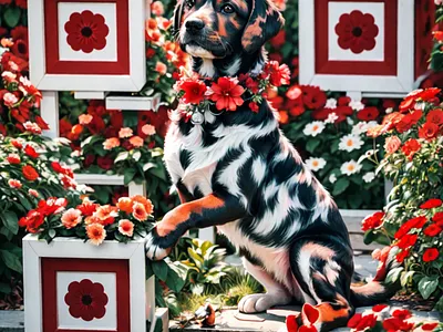 Blooming QR Code Puppies - A Perfect Interactive Blend of Nature dog marketing mobile marketing pet puppies puppy qr code qr code art qr code design