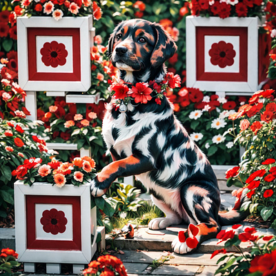 Blooming QR Code Puppies - A Perfect Interactive Blend of Nature dog marketing mobile marketing pet puppies puppy qr code qr code art qr code design