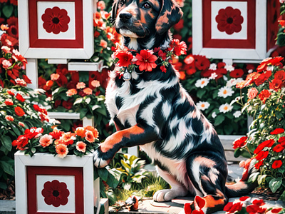 Blooming QR Code Puppies - A Perfect Interactive Blend of Nature dog marketing mobile marketing pet puppies puppy qr code qr code art qr code design