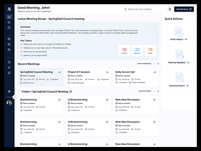 AI Meeting Insights Web App dashboard design ui ui design ux web app