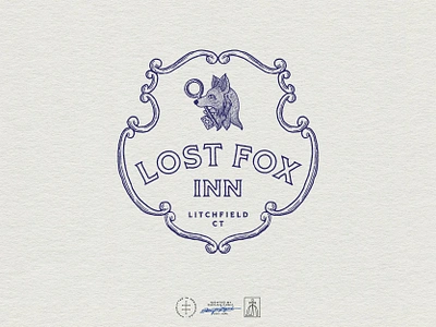 Lost Fox Inn Master Logo animal antique badge brand design brand identity branding branding design classic emblem feminine fox hand drawn identity design key logo logo design retro typography vintage visual identity