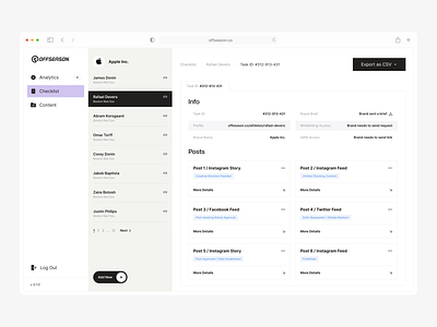 Offseason: Web App app chart dashboard design graph landing product table ui ui design ux ux design web web app