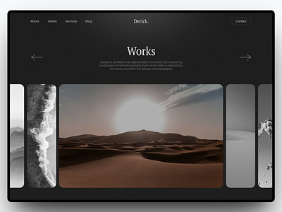 Derick- Portfolio Webdesign dark design figma grey landingpage minimalism photographer portfolio ui uidesign userinterface webdesign website white works