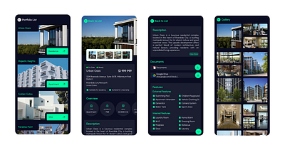 Portfolio List's Detail Pages building buy house clean dark mode figma home rent listing mobile mobile ui neon portfolio product product details property property management real estate real estate business real estate platform responsive ui