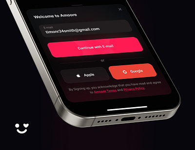 Amoore — dating app powered by AI dating mobile sign in sign up ui