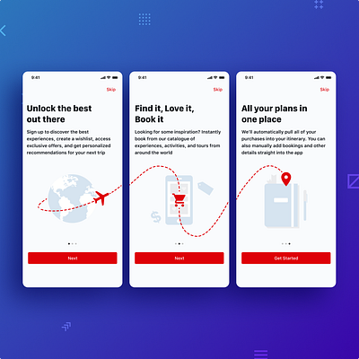 Travel App Onboarding app app design flight itinerary mobile mobile app onboard onboarding travel ui design ux design