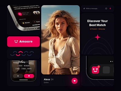 Amoore — dating app powered by AI ai animation app branding chat dating mobile motion graphics ui