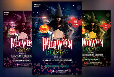 Halloween Flyers - Bundle artist christmas flyer background elegant flyers halloween halloween party flyers illustration party psd halloween ui