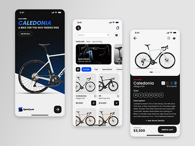 SpinCycle - Bicycle Store App app app ui application apps bicycle bicycles bike bike app brand cycle design ecommerce interface mobile app mobile store product shop store ui ux