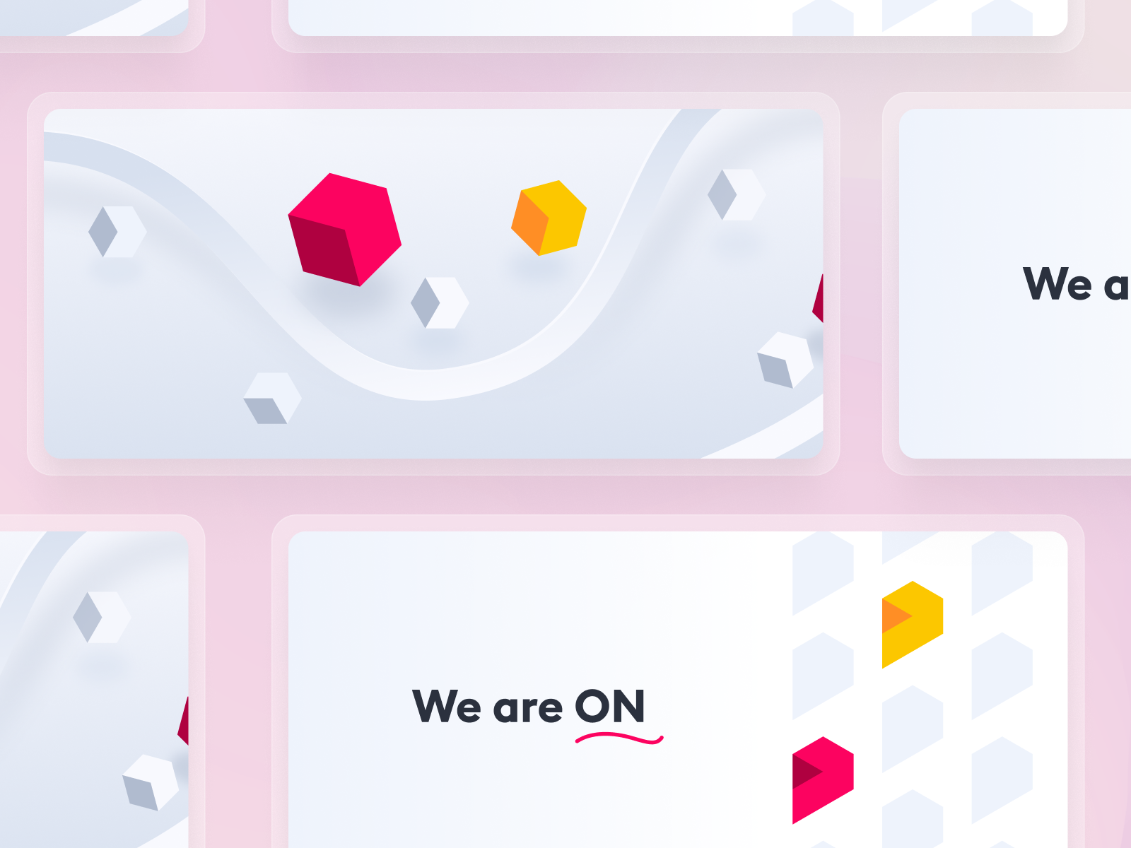 Social assets for brand redesign 3d branding geometric geometry identity design illustrations logo platform